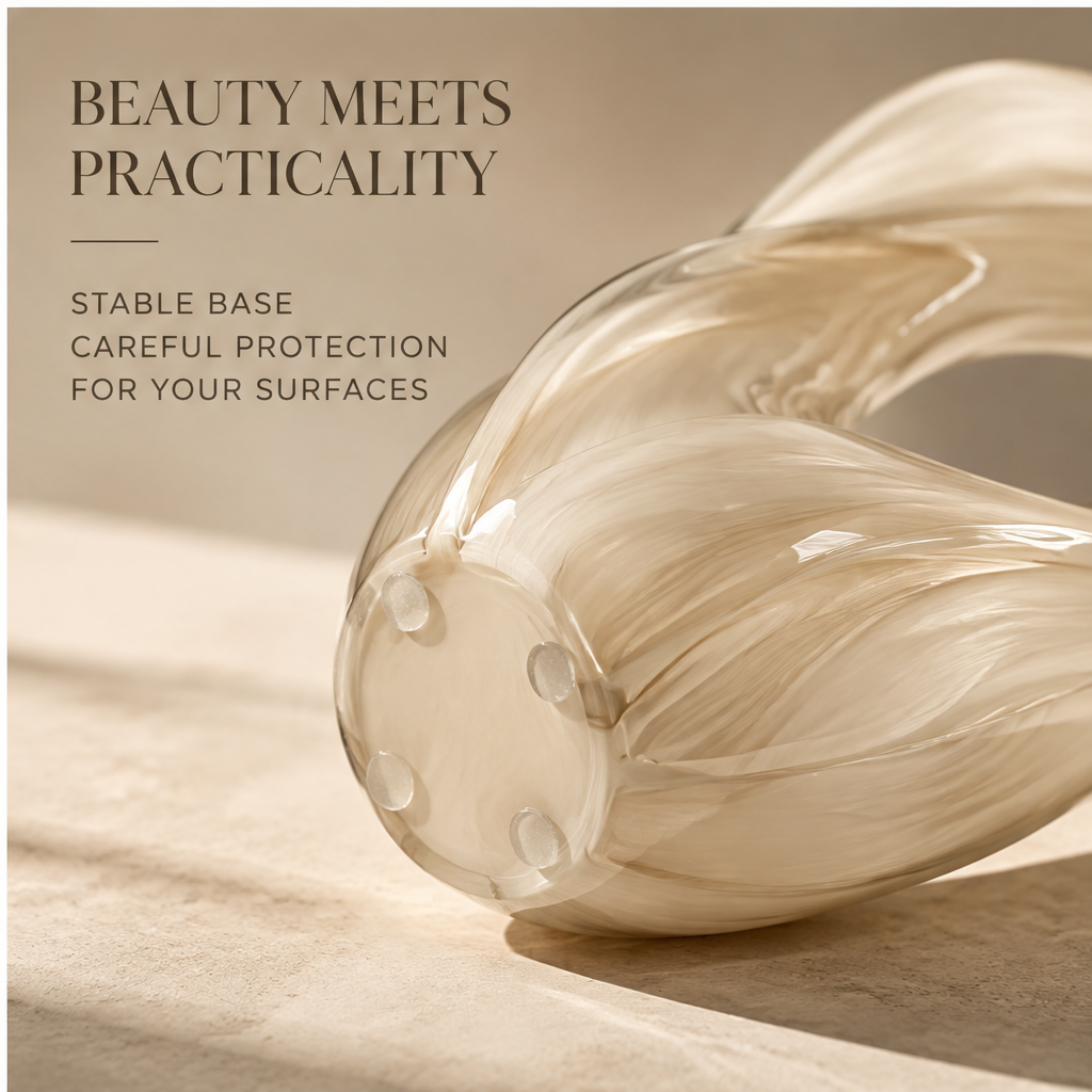 FORMIQI art glass vase beauty meets practicality, stable base with surface protection detail