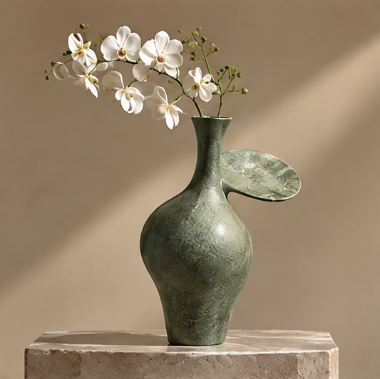 FORMIQI Moss Green Sculptural Fin Accent Vase - main view