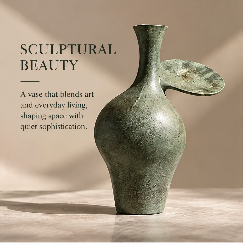 FORMIQI Moss Green Sculptural Fin Accent Vase - sculptural beauty