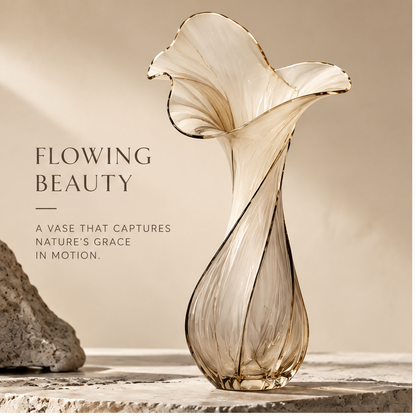 FORMIQI champagne glass vase flowing beauty, a vase that captures nature's grace in motion on stone