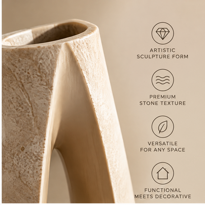 FORMIQI tall arch vase styled in modern home setting with Kinfolk book