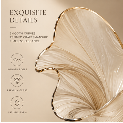 FORMIQI gold petal glass vase elevate every space, styled with white calla lilies on marble console