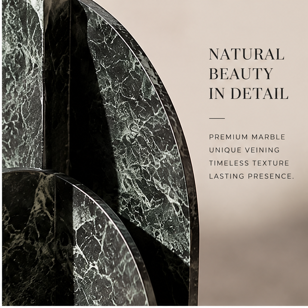 FORMIQI green marble dual-disc vase sculpt your space view with anthurium in warm light