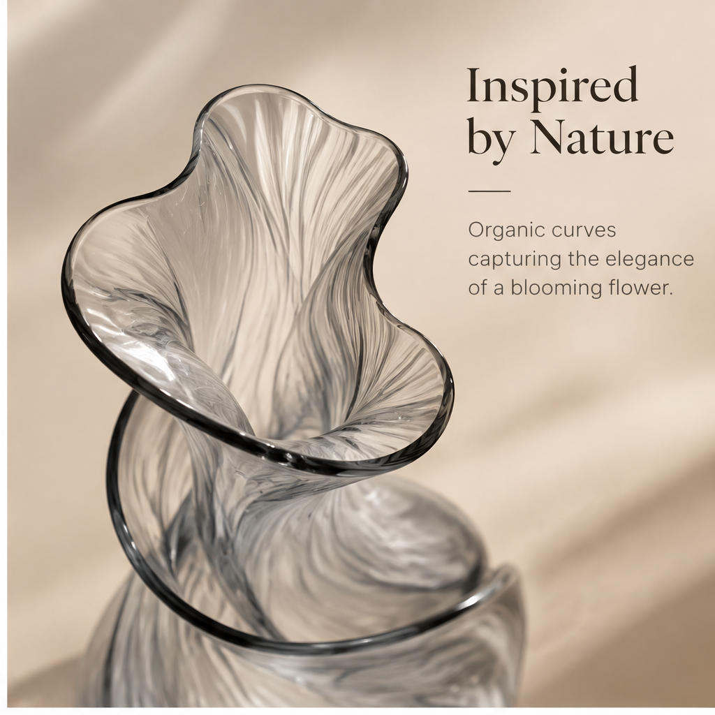 FORMIQI smoke grey vase sculpted by flow, where movement meets timeless beauty on stone surface