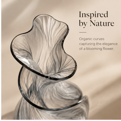 FORMIQI smoke grey vase sculpted by flow, where movement meets timeless beauty on stone surface