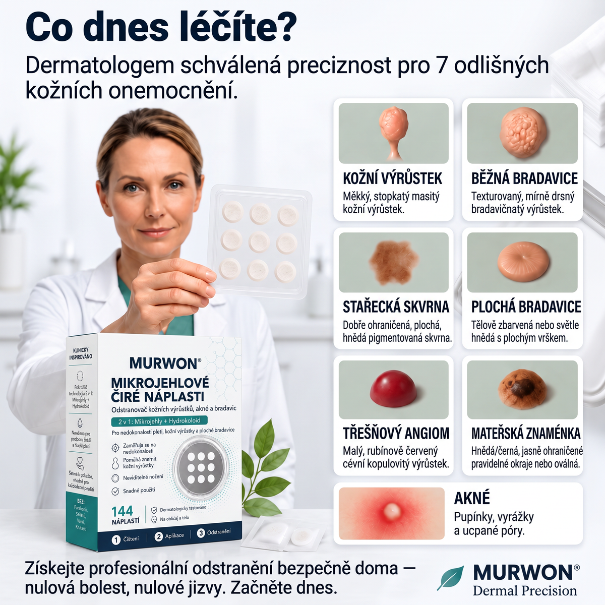 ✅✅ Oficiální obchod | MURWON® 🌥️ Botanická mikrojehličková hydrokoloidní náplast (Na kožní výrůstky, malé kožní útvary, bradavice, mateřská znaménka, věkové skvrny a pigmentové skvrny)❤️