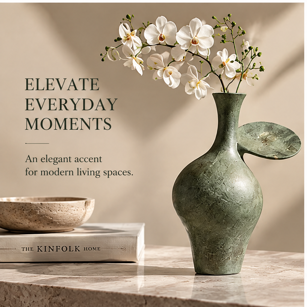 FORMIQI Moss Green Sculptural Fin Accent Vase - thoughtful craftsmanship