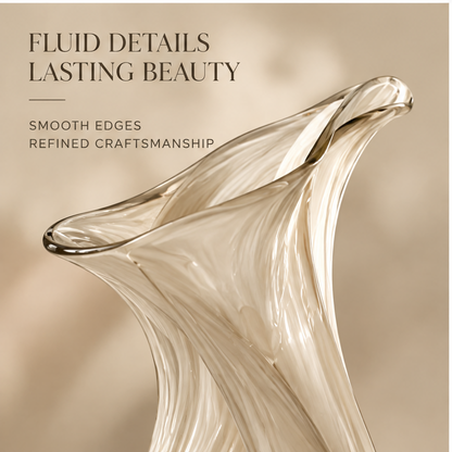 FORMIQI glass vase fluid details lasting beauty close-up showing smooth edges and refined craftsmanship