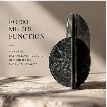 FORMIQI marble vase form meets function side view on textured stone surface
