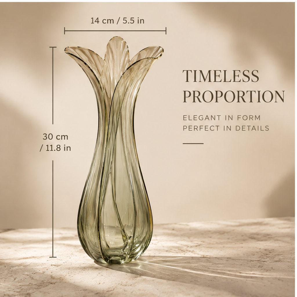 FORMIQI olive green vase flowing beauty close-up of individual petal tips inspired by nature shaped by light