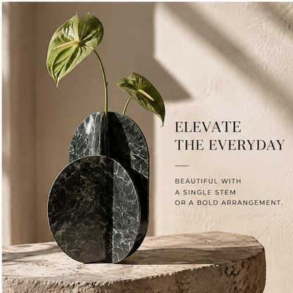 FORMIQI green marble vase close-up showing premium marble veining and timeless texture
