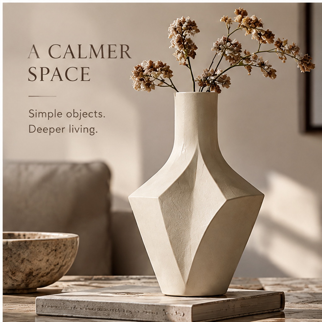 FORMIQI ivory faceted vase refined details close-up showing matte texture and clean angles