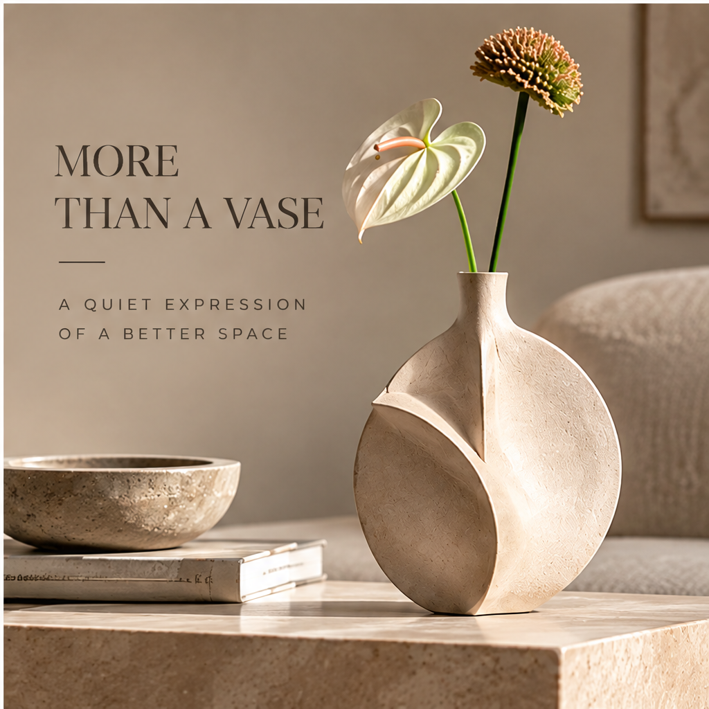 FORMIQI disc-cut vase dimension reference: 30cm height x 24cm width