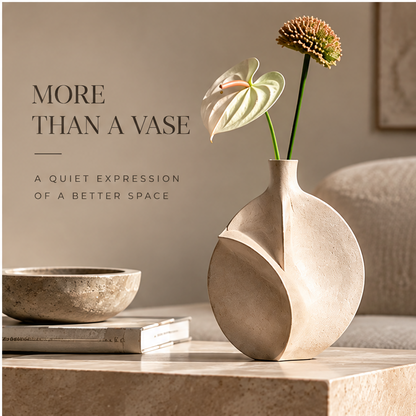 FORMIQI disc-cut vase dimension reference: 30cm height x 24cm width